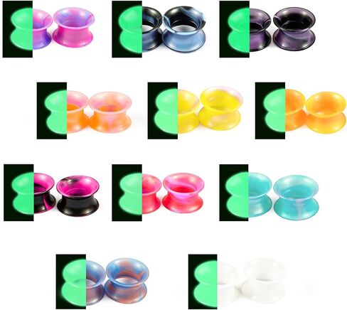 WBRWP 22pcs Ear Tunnels and Plugs - Double Flared Hollow Soft Silicone Ear Gauges Ear Expander Stretcher Body Piercing Jewelry 2g-5/8 in Kuwait