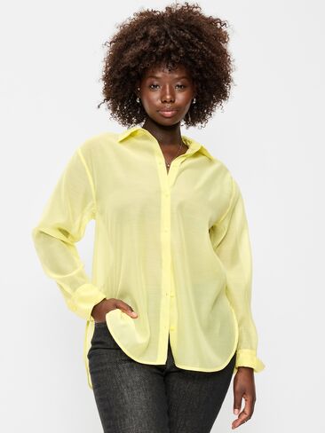 Old Navy Organza Button-Down Shirt - LIMONCELLO in Saudi Arabia