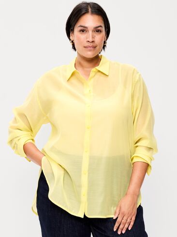 Old Navy Organza Button-Down Shirt - LIMONCELLO in Saudi Arabia