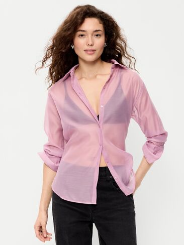 Old Navy Organza Button-Down Shirt - Rose Dawn in Saudi Arabia