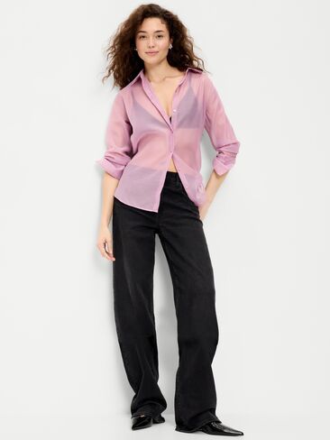 Old Navy Organza Button-Down Shirt - Rose Dawn in Saudi Arabia