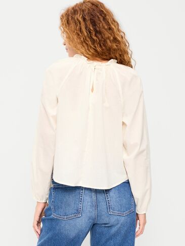 Old Navy Long-Sleeve Ruffle-Neck A-Line Top - Sea Salt in Saudi Arabia