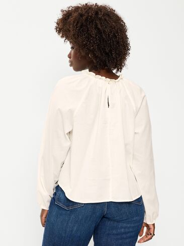 Old Navy Long-Sleeve Ruffle-Neck A-Line Top - Sea Salt in Saudi Arabia