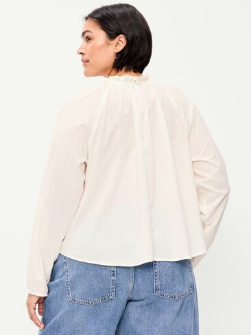 Old Navy Long-Sleeve Ruffle-Neck A-Line Top - Sea Salt in Saudi Arabia
