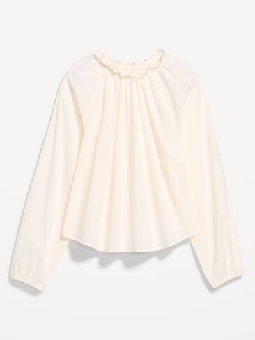 Old Navy Long-Sleeve Ruffle-Neck A-Line Top - Sea Salt in Saudi Arabia