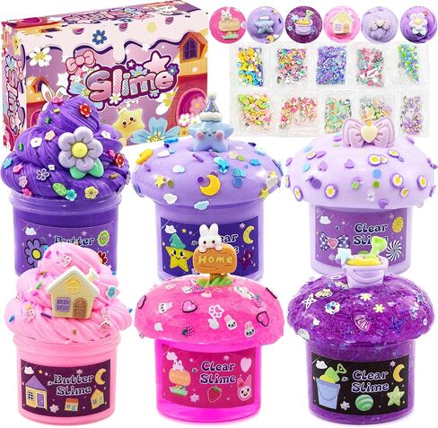 6 Pack Butter Slime Kit,Super Soft Stretchy Non-Sticky, Birthday Gifts for Girls and Boys, Stress Relief Toy in Kuwait