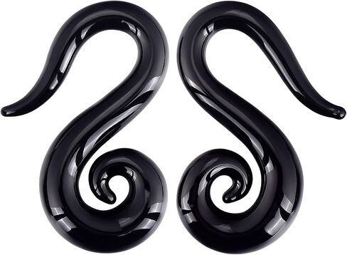 YOFANST 2pcs Seahorse Shape Glass Tapers Blue Green Twist Spiral Plugs Piercing Gauges 8G-1/2 inch in Kuwait