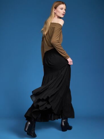 Old Navy Old Navy x Altuzarra Tiered Swing Maxi Skirt - Black Jack in Saudi Arabia