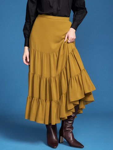 Old Navy Old Navy x Altuzarra Tiered Swing Maxi Skirt - Oakmoss in Saudi Arabia