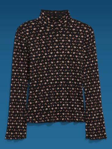Old Navy Old Navy x Altuzarra Long-Sleeve Ribbed Fitted Top - Black Floral in Saudi Arabia