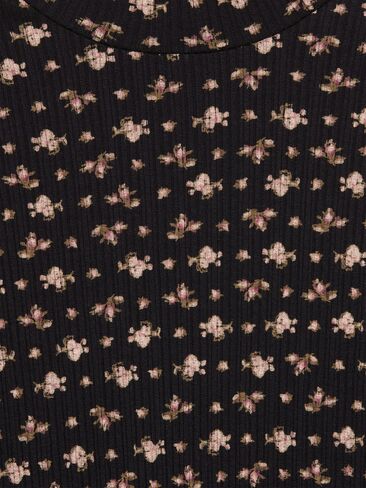 Old Navy Old Navy x Altuzarra Long-Sleeve Ribbed Fitted Top - Black Floral in Saudi Arabia