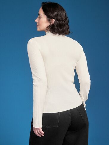 Old Navy Old Navy x Altuzarra Long-Sleeve Ribbed Fitted Top - Sea Salt in Saudi Arabia