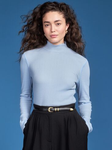 Old Navy Old Navy x Altuzarra Long-Sleeve Ribbed Fitted Top - Sky Maintenance in Saudi Arabia