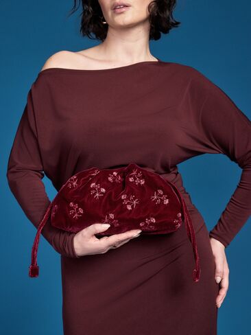 Old Navy Old Navy x Altuzarra Velvet Drawstring Baguette Bag - Red Lacquer in Kuwait