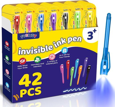 FURWEY Invisible Ink Pens,28P UV Light,Kids Secret Spy Pen, Party Favors in Kuwait