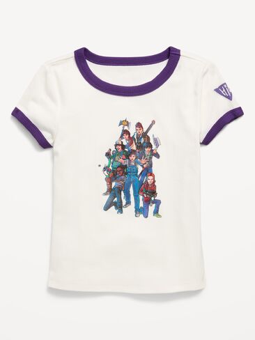 Old Navy Old Navy x Netflix Stranger Things: Tales From '85 Fitted Ringer T-Shirt for Girls - Sea Salt in Kuwait