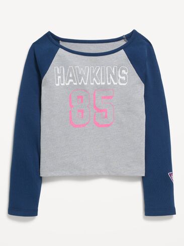 Old Navy Old Navy x Netflix Stranger Things: Tales From '85 Long-Sleeve T-Shirt for Girls - Heather Gray in Kuwait