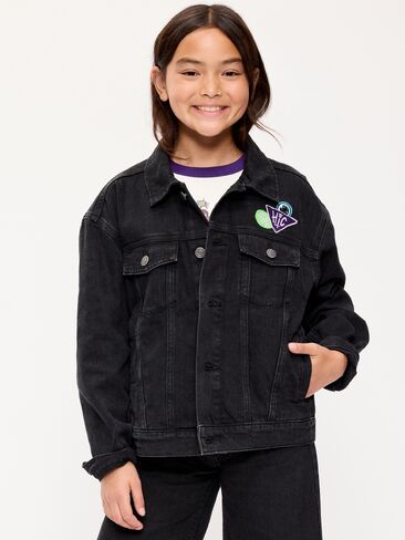 Old Navy Old Navy x Netflix Stranger Things: Tales From '85 Denim Trucker Jacket for Kids - Washed Black in Kuwait