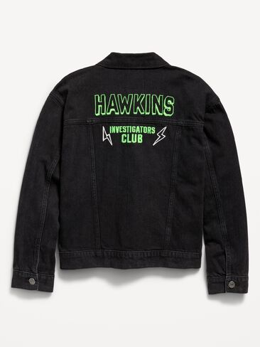 Old Navy Old Navy x Netflix Stranger Things: Tales From '85 Denim Trucker Jacket for Kids - Washed Black in Kuwait