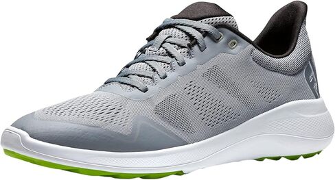 FootJoy Men's FJ Flex Golf Shoe, Grey/White/Lime, 11 Wide in Kuwait
