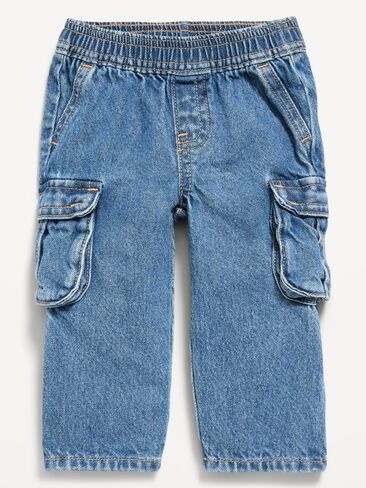 Old Navy Baggy Barrel-Leg Cargo Jeans for Baby - Medium Wash in Kuwait