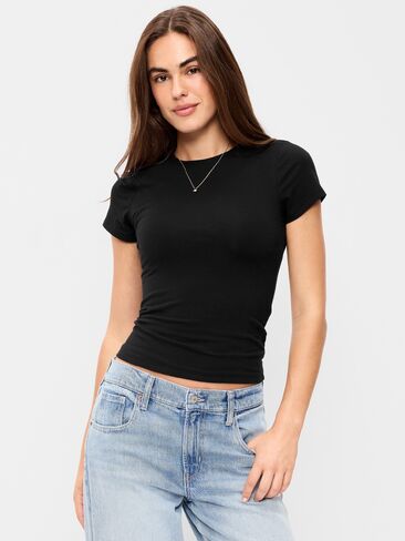 Old Navy Hug Double-Layer Short-Sleeve Top - BlackJack in Saudi Arabia