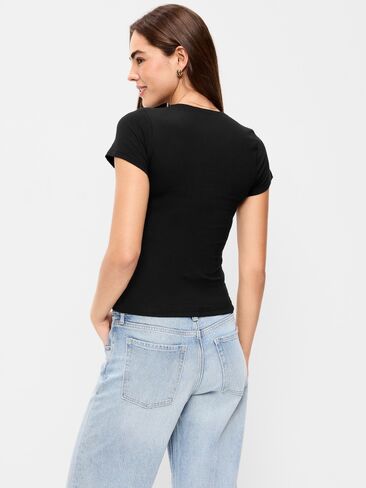 Old Navy Hug Double-Layer Short-Sleeve Top - BlackJack in Saudi Arabia