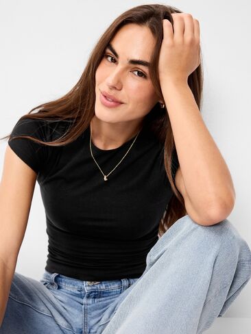 Old Navy Hug Double-Layer Short-Sleeve Top - BlackJack in Saudi Arabia