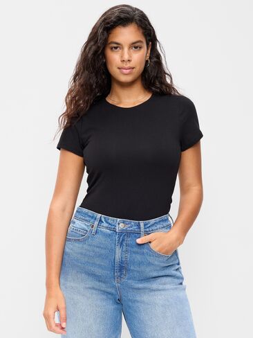 Old Navy Hug Double-Layer Short-Sleeve Top - BlackJack in Saudi Arabia