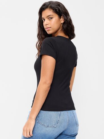 Old Navy Hug Double-Layer Short-Sleeve Top - BlackJack in Saudi Arabia