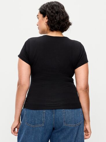 Old Navy Hug Double-Layer Short-Sleeve Top - BlackJack in Saudi Arabia