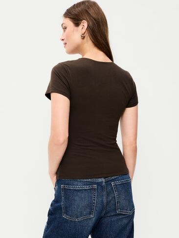Old Navy Hug Double-Layer Short-Sleeve Top - Black Coffee in Saudi Arabia