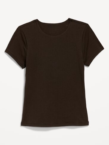 Old Navy Hug Double-Layer Short-Sleeve Top - Black Coffee in Saudi Arabia