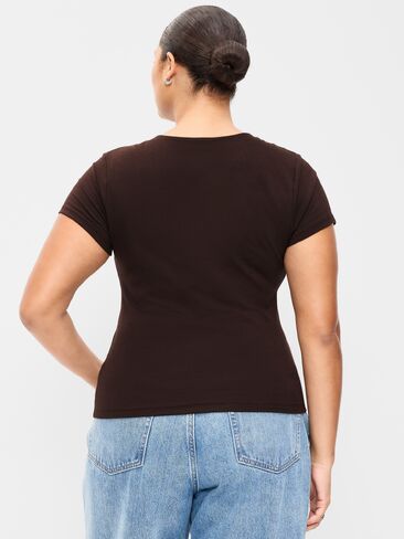 Old Navy Hug Double-Layer Short-Sleeve Top - Black Coffee in Saudi Arabia