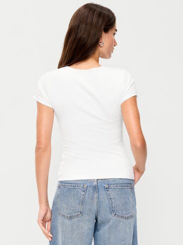 Old Navy Hug Double-Layer Short-Sleeve Top - White Lilies in Kuwait
