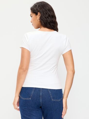 Old Navy Hug Double-Layer Short-Sleeve Top - White Lilies in Kuwait