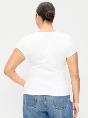 Old Navy Hug Double-Layer Short-Sleeve Top - White Lilies in Kuwait