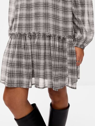 Old Navy Chiffon Ruffle Swing Mini Dress - Gray Plaid in Saudi Arabia