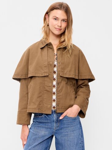 Old Navy Twill Cape Jacket - BROWN TRUFFLE in Kuwait