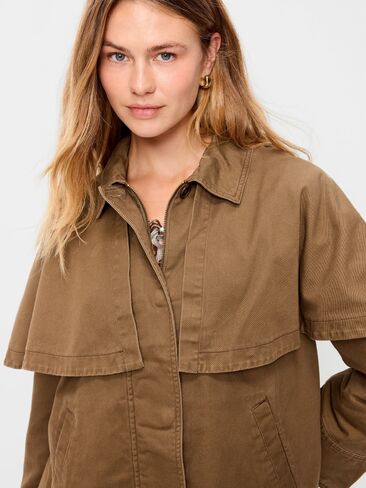Old Navy Twill Cape Jacket - BROWN TRUFFLE in Kuwait