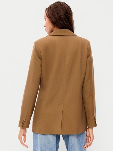 Old Navy Longline Twill Double-Breasted Blazer - BROWN TRUFFLE in Kuwait
