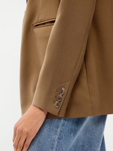 Old Navy Longline Twill Double-Breasted Blazer - BROWN TRUFFLE in Kuwait