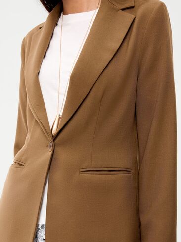 Old Navy Longline Twill Double-Breasted Blazer - BROWN TRUFFLE in Kuwait