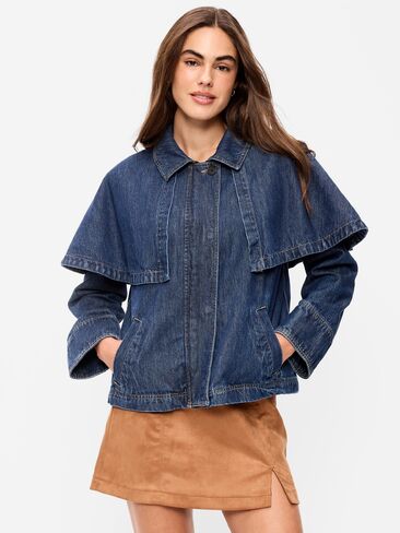 Old Navy Denim Cape Jacket - Dark Wash in Kuwait