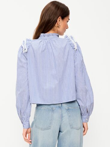 Old Navy Ruffle Bib Button-Down Shirt - Blue in Saudi Arabia
