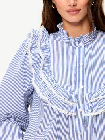 Old Navy Ruffle Bib Button-Down Shirt - Blue in Saudi Arabia