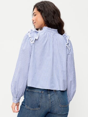 Old Navy Ruffle Bib Button-Down Shirt - Blue in Saudi Arabia