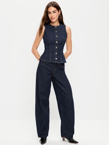 Old Navy The Arc Mid-Rise Barrel Jeans - Dark Wash in Saudi Arabia