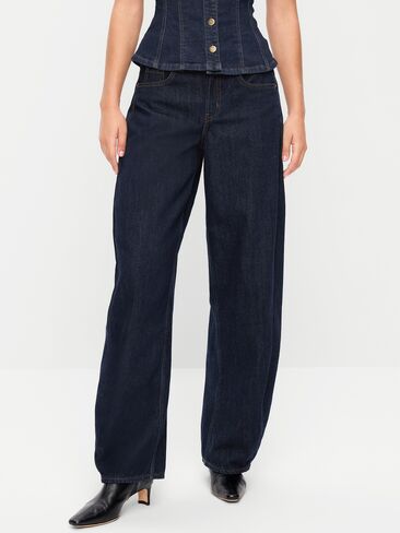 Old Navy The Arc Mid-Rise Barrel Jeans - Dark Wash in Saudi Arabia