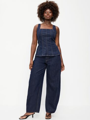 Old Navy The Arc Mid-Rise Barrel Jeans - Dark Wash in Saudi Arabia